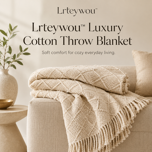 Lrteywou™ Luxury Cotton Throw Blanket - Soft Sofa Blanket, Cozy Bed Throw, Decorative Home Accent