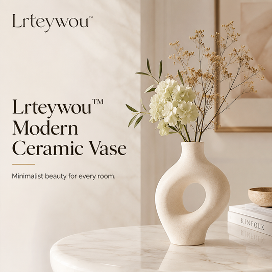 Lrteywou™ Modern Ceramic Vase - Minimalist Flower Vase, Decorative Table Vase, Neutral Home Decor